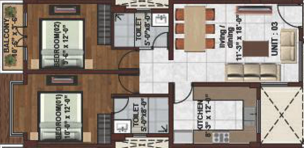 2 BHK Flat in Bhavya Harmony in Hosahalli, Bangalore - Image 918356