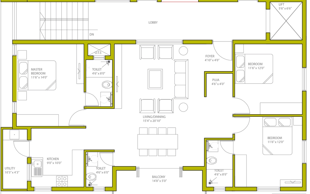 3 BHK Flat in Naksha Prime Square in Shanti Nagar, Bangalore - Image 918385