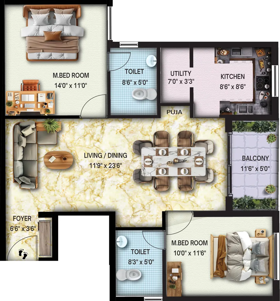 2 BHK Flat in Shri Janani High Tide in Muttukadu, Chennai - Image 918130