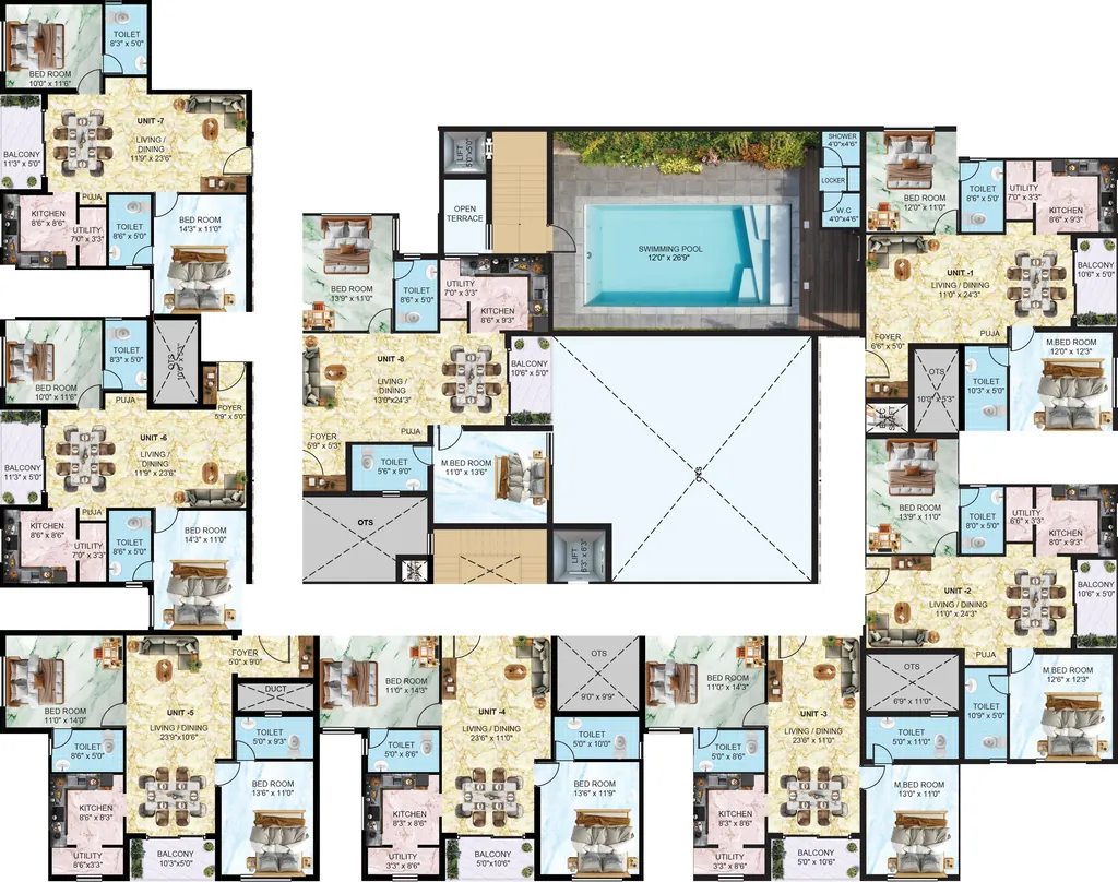 Floor Plan of Shri Janani High Tide in Muttukadu, Chennai - Image 403447