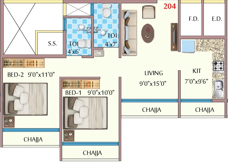 2 BHK Flat in Suraj Heights in Dronagiri, Navi Mumbai - Image 918199