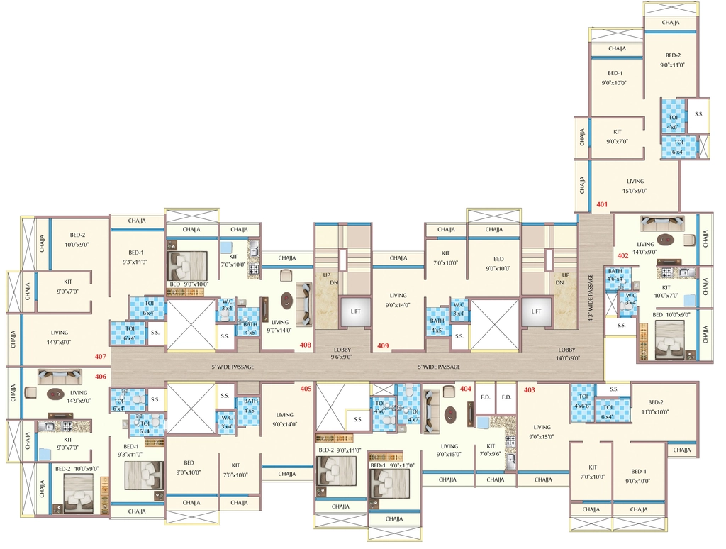 Floor Plan of Suraj Heights in Dronagiri, Navi Mumbai - Image 403550