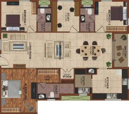 3.5 BHK Flat in Globus Arima Luminare in Vilankurichi, Coimbatore - Image 918163