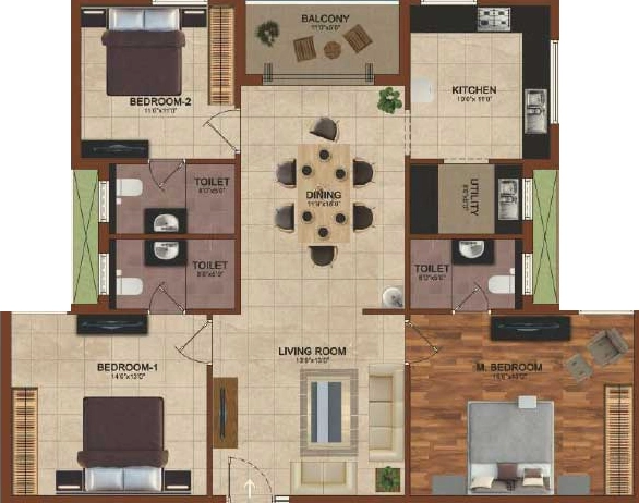 3 BHK Flat in Globus Arima Luminare in Vilankurichi, Coimbatore - Image 918161