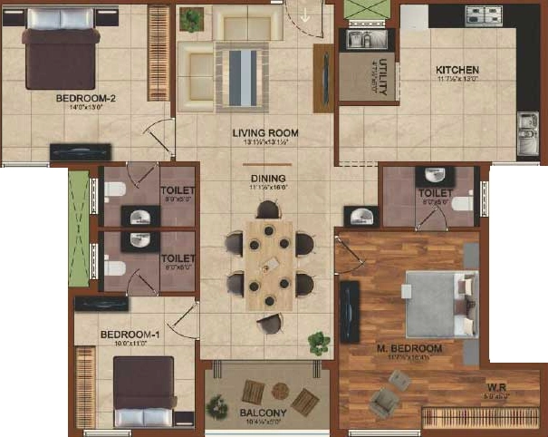 3 BHK Flat in Globus Arima Luminare in Vilankurichi, Coimbatore - Image 918162