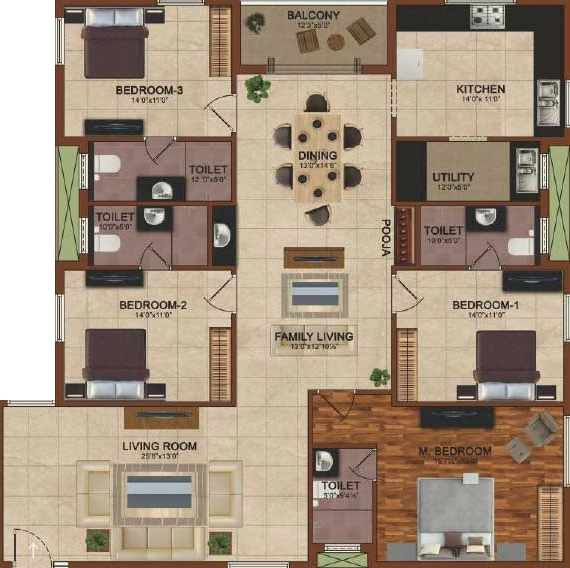 4 BHK Flat in Globus Arima Luminare in Vilankurichi, Coimbatore - Image 918164
