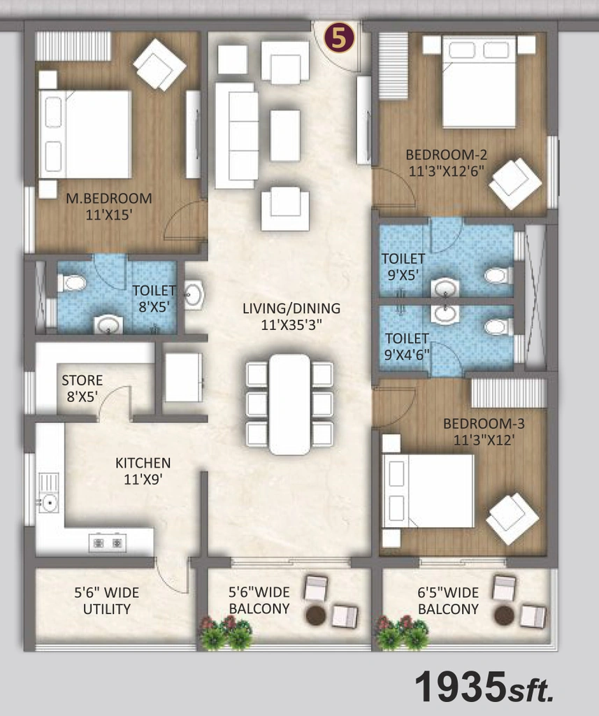 3 BHK Flat in Sri North Crest in Kompally, Hyderabad - Image 918215