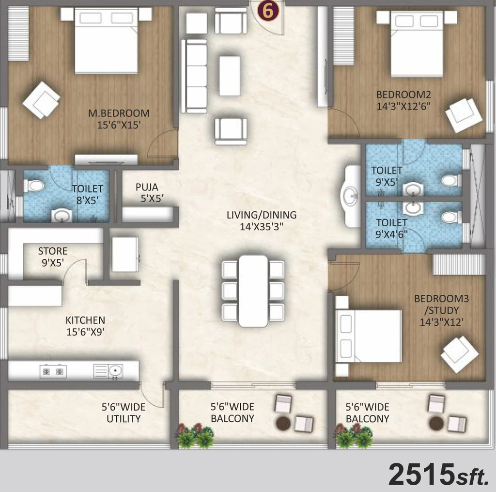 3 BHK Flat in Sri North Crest in Kompally, Hyderabad - Image 918217