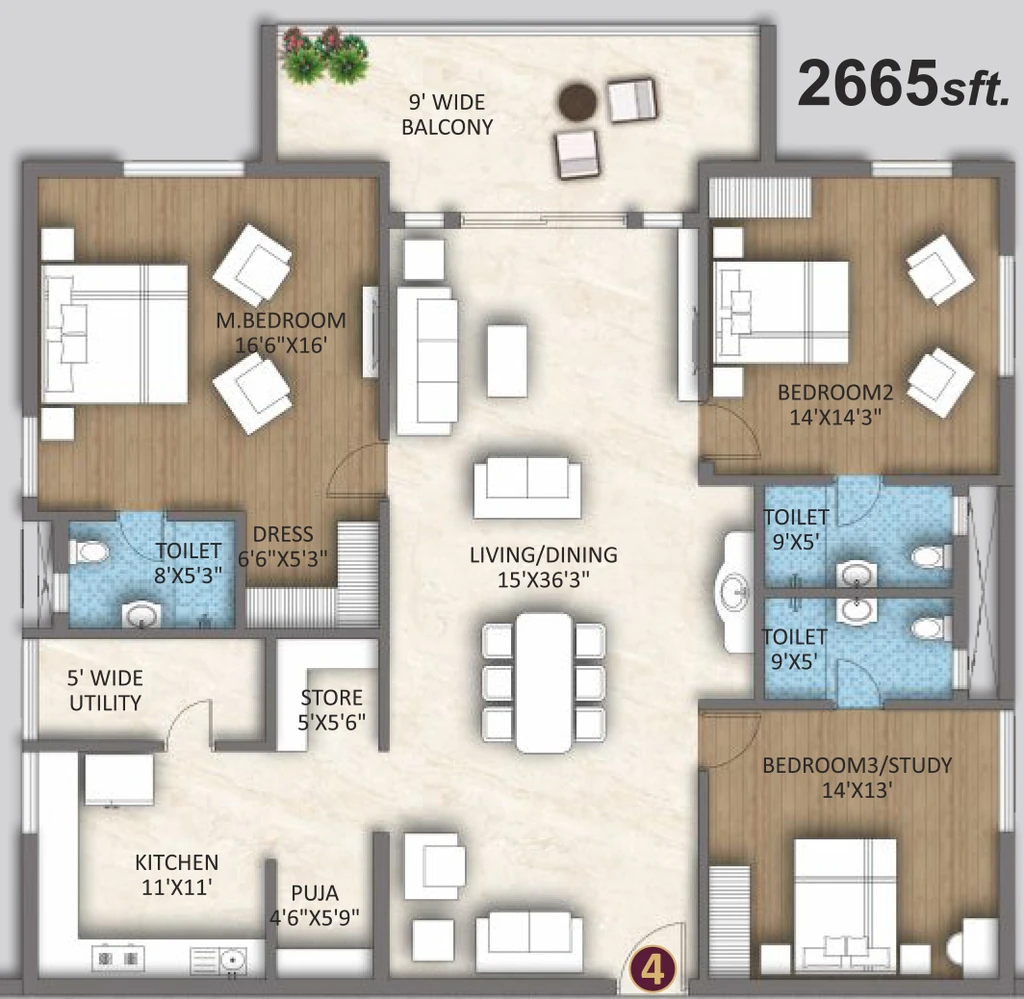 3 BHK Flat in Sri North Crest in Kompally, Hyderabad - Image 918218