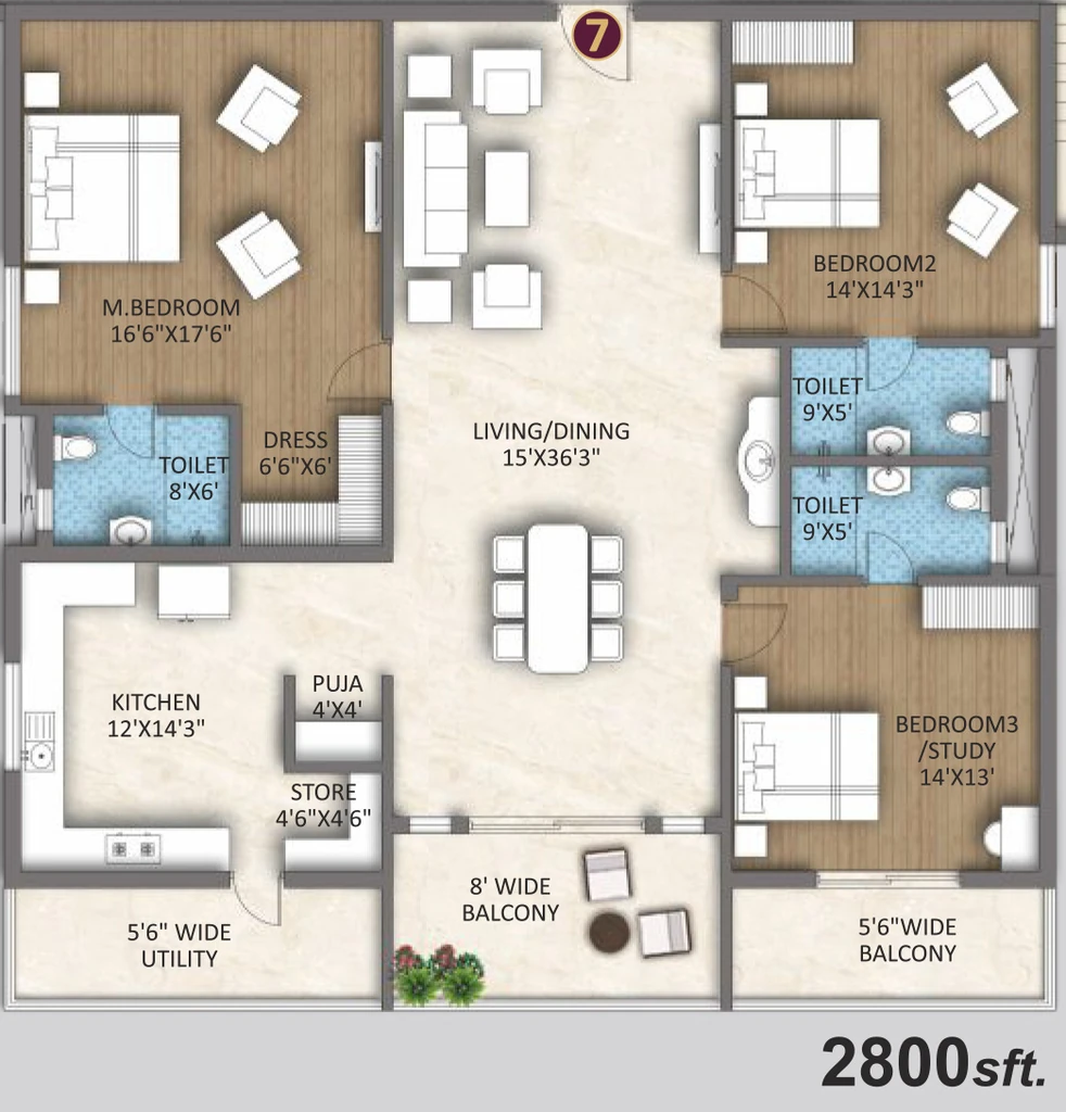 3 BHK Flat in Sri North Crest in Kompally, Hyderabad - Image 918219