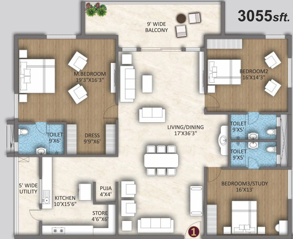 3 BHK Flat in Sri North Crest in Kompally, Hyderabad - Image 918220