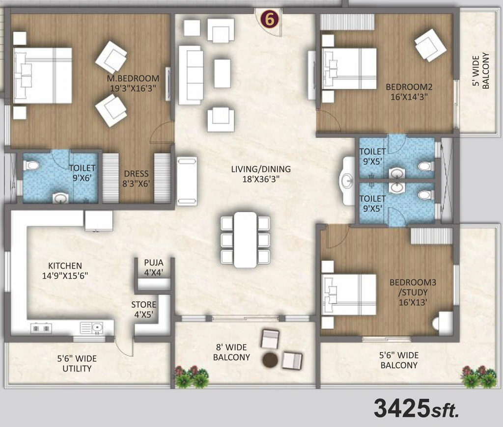 3 BHK Flat in Sri North Crest in Kompally, Hyderabad - Image 918223