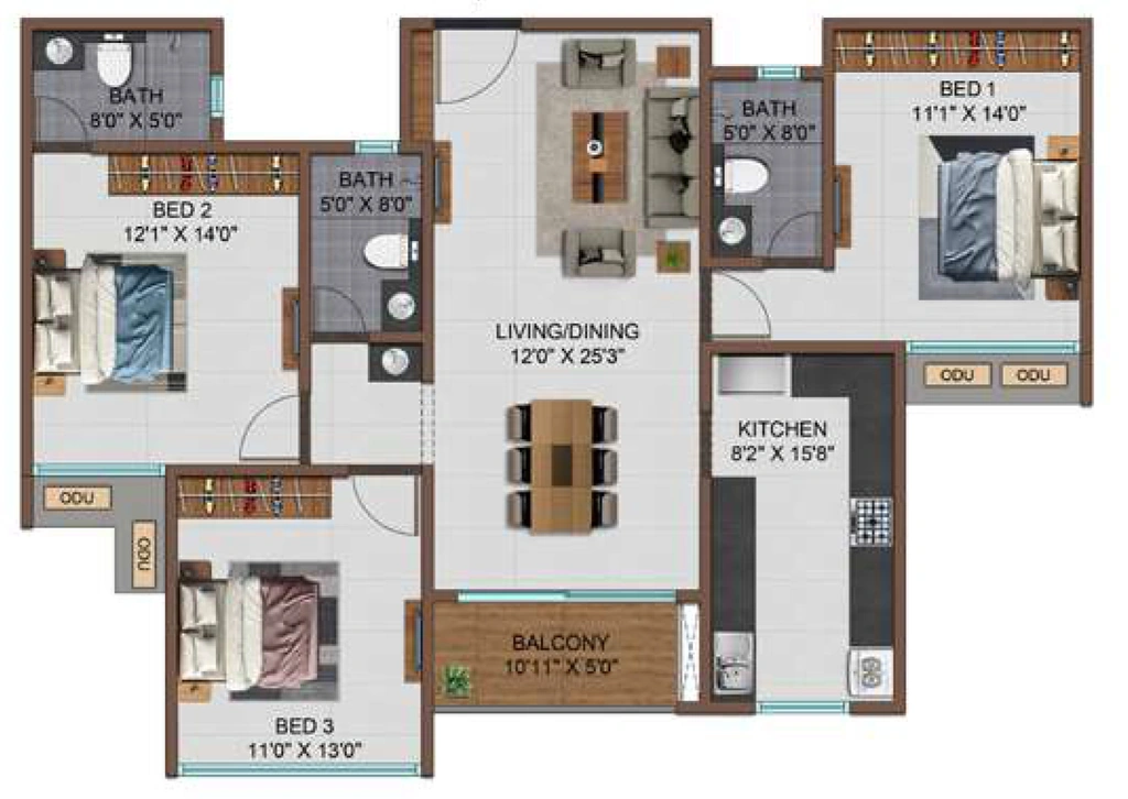 3 BHK Flat in Casagrand Highcity in Tambaram, Chennai - Image 918416