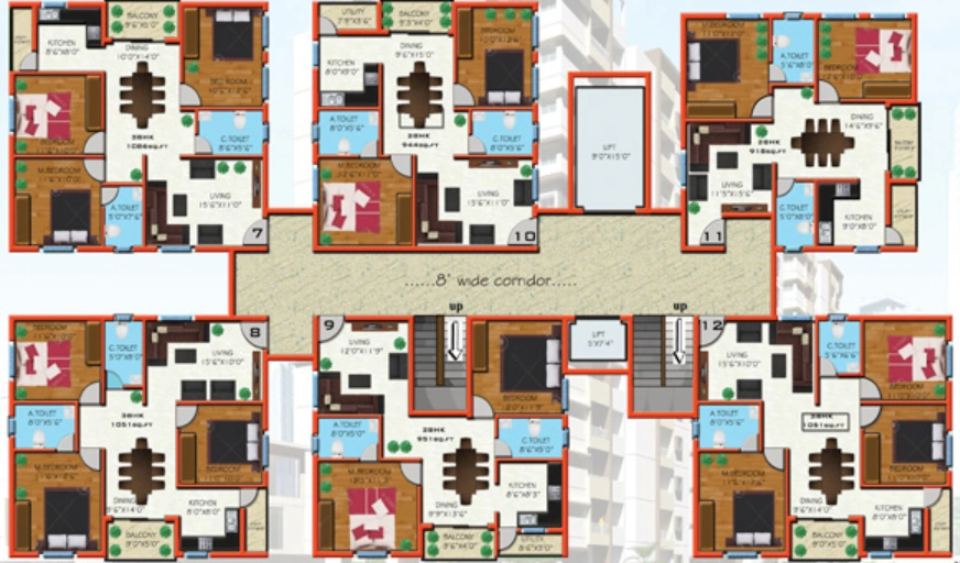 Floor Plan of Bright Wave Williston Signature in Jalahalli, Bangalore - Image 403860