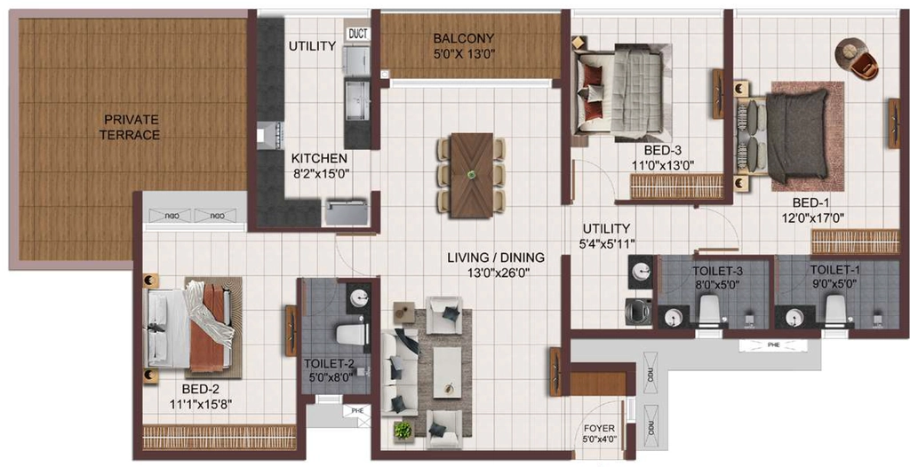 3 BHK Flat in Casagrand Zodiac in Mogappair, Chennai - Image 918442