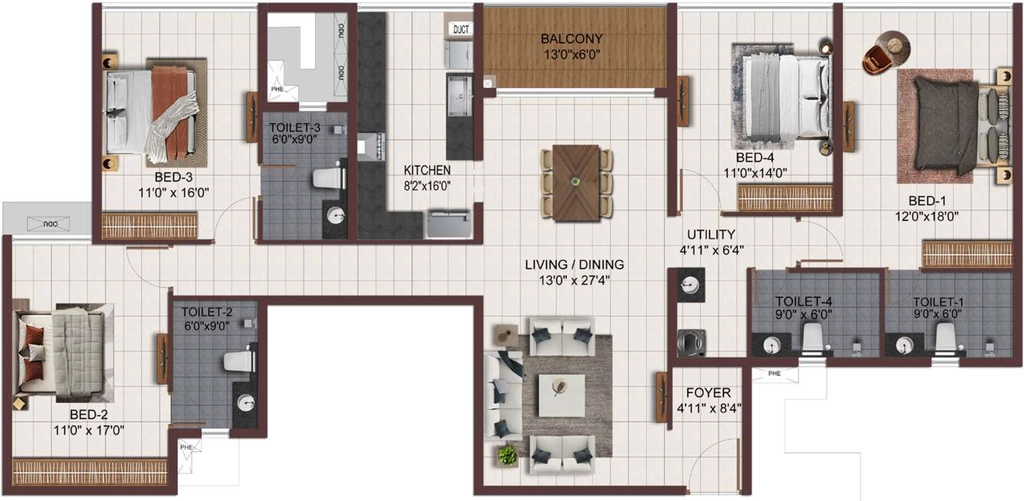 4 BHK Flat in Casagrand Zodiac in Mogappair, Chennai - Image 918443