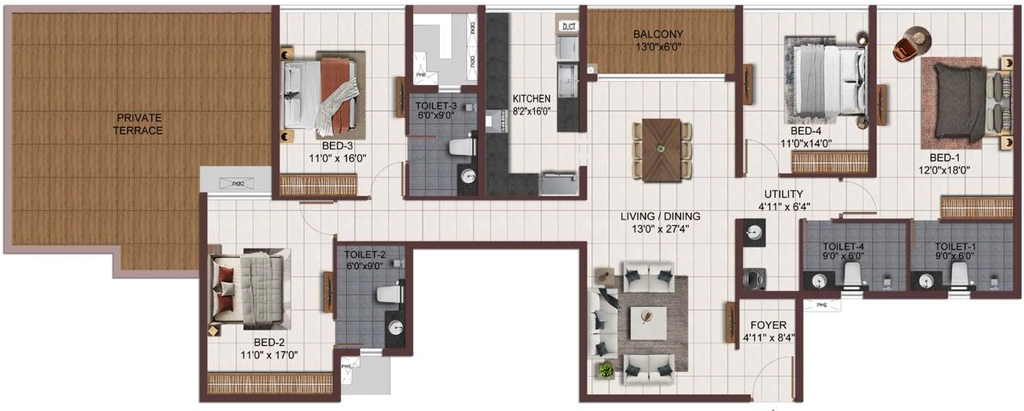 4 BHK Flat in Casagrand Zodiac in Mogappair, Chennai - Image 918444
