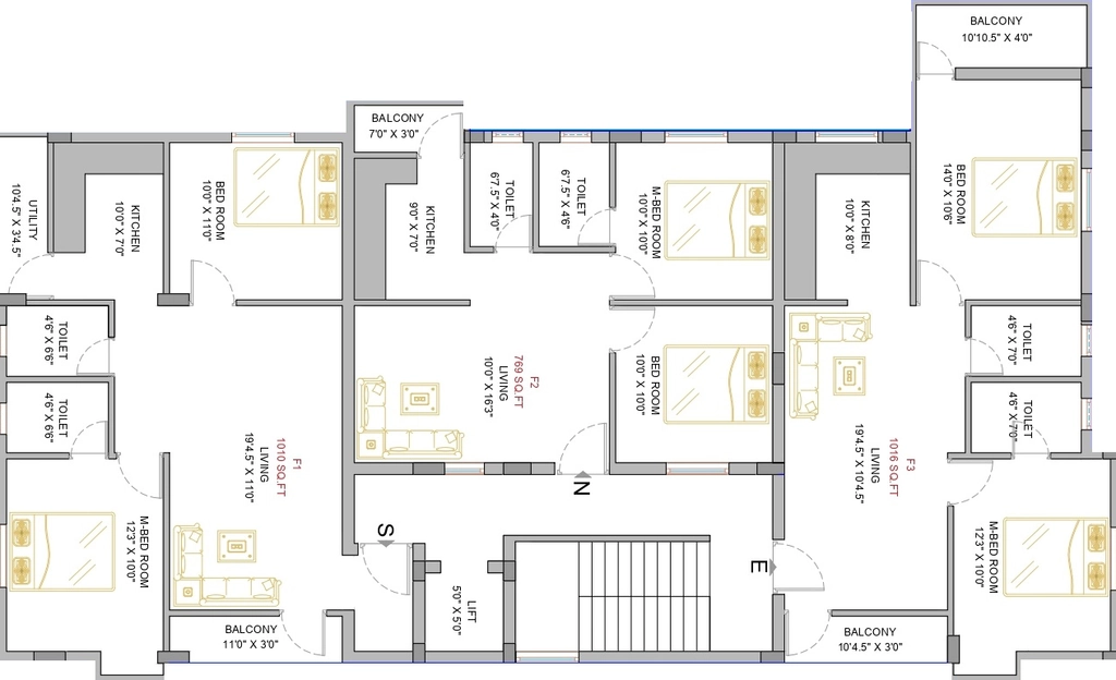 Floor Plan of SI Golden Grove Apartment in Pammal, Chennai - Image 403663
