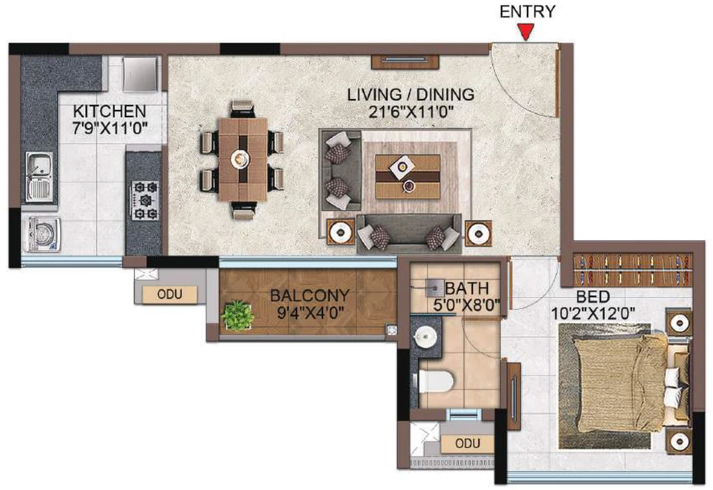 1 BHK Flat in Casagrand Highclere in Kundrathur, Chennai - Image 918422