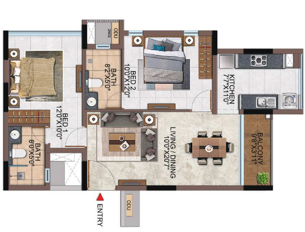 2 BHK Flat in Casagrand Highclere in Kundrathur, Chennai - Image 918423