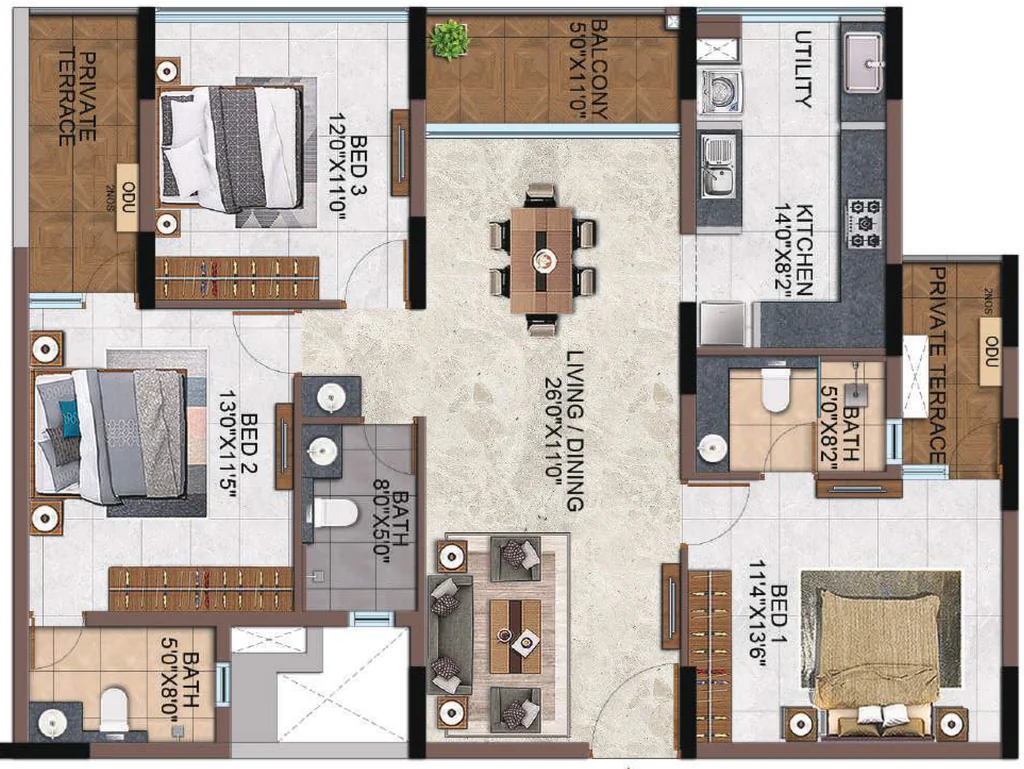 3 BHK Flat in Casagrand Highclere in Kundrathur, Chennai - Image 918426