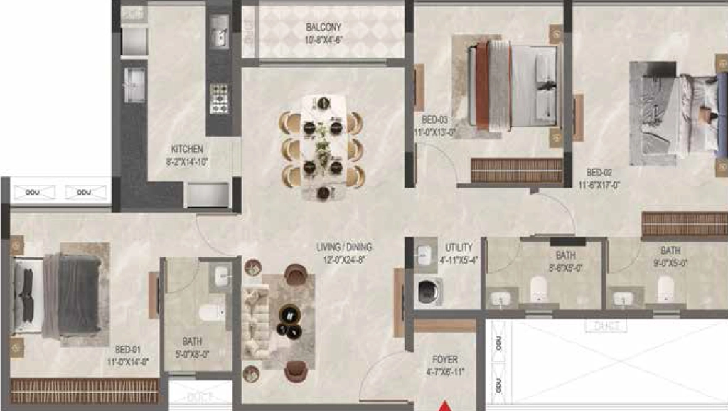 3 BHK Flat in Casagrand Zanora in Adyar, Chennai - Image 918323