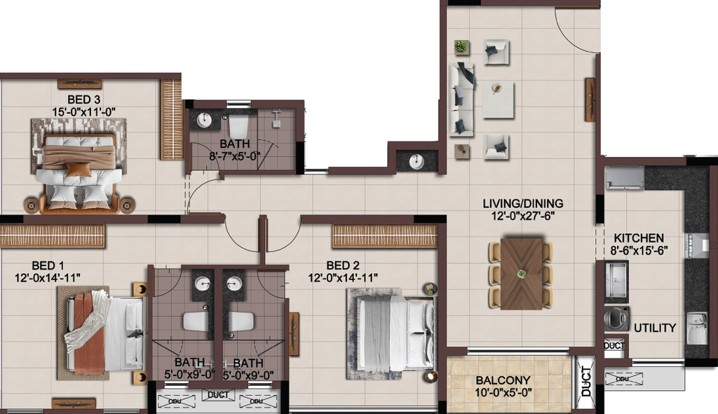 3 BHK Flat in Casagrand Wesley in Arumbakkam, Chennai - Image 918351
