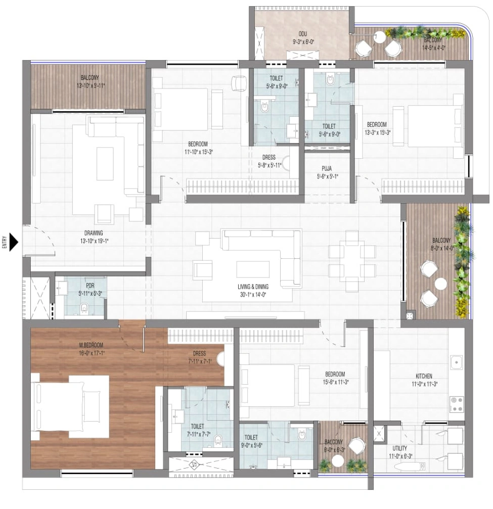 4 BHK Flat in Auro Anantha in Rai Durg, Hyderabad - Image 918348