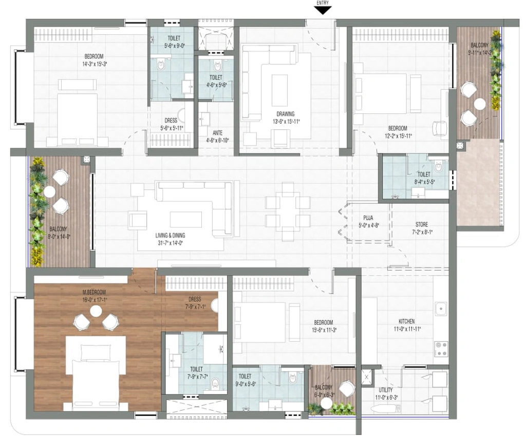 4 BHK Flat in Auro Anantha in Rai Durg, Hyderabad - Image 918349
