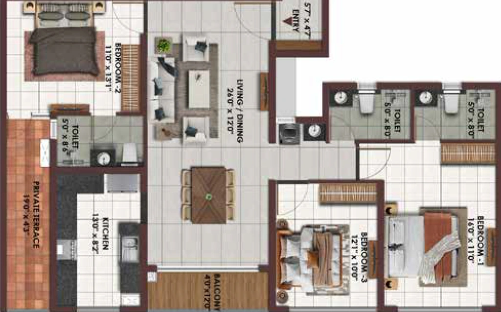 3 BHK Flat in Casagrand Keystone in Avinashi Road, Coimbatore - Image 918397