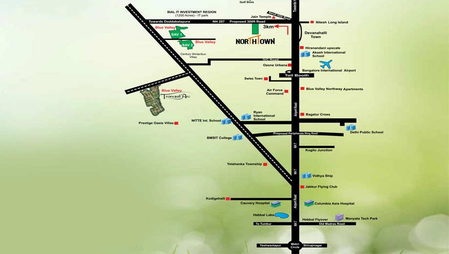 Location of Blue Valley North Town in Devanahalli, Bangalore - Image 404304