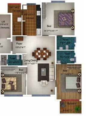 3 BHK Flat in Citilights Blessings in Kelambakkam, Chennai - Image 918503
