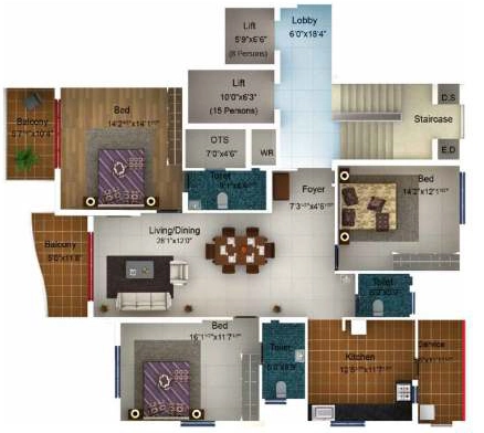 3 BHK Flat in Citilights Blessings in Kelambakkam, Chennai - Image 918505