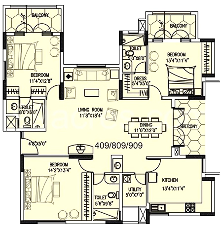 3 BHK Flat in Duo Rhythm in Bannerghatta, Bangalore - Image 918522
