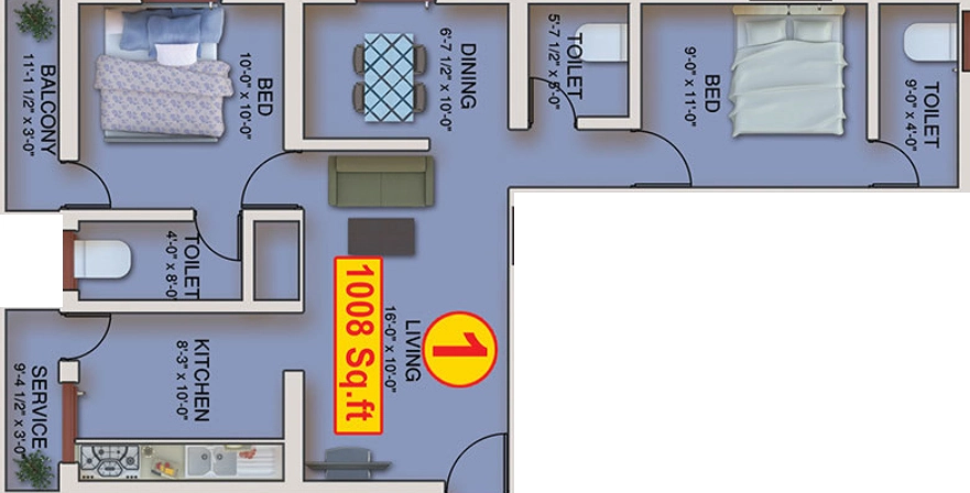2 BHK Flat in AKB Concord in Sholinganallur, Chennai - Image 918411