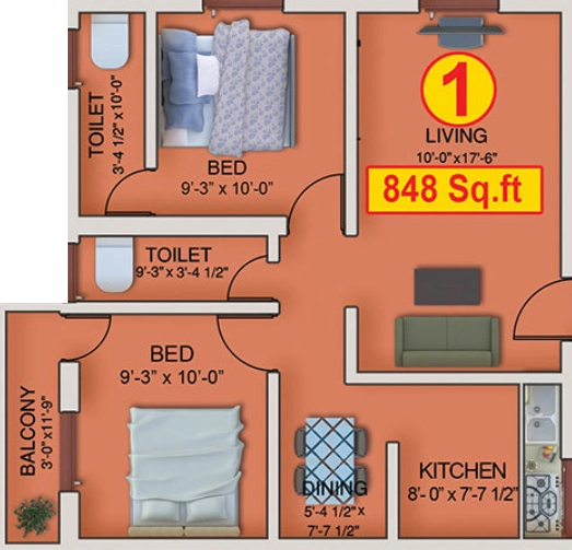 2 BHK Flat in AKB Concord in Sholinganallur, Chennai - Image 918408