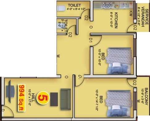 2 BHK Flat in AKB Hamlin in Pallavaram, Chennai - Image 918429