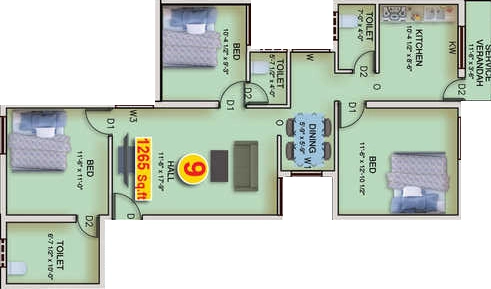 3 BHK Flat in AKB Hamlin in Pallavaram, Chennai - Image 918431