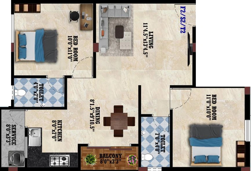 2 BHK Flat in Mithun Sky Garden in Medavakkam, Chennai - Image 918446