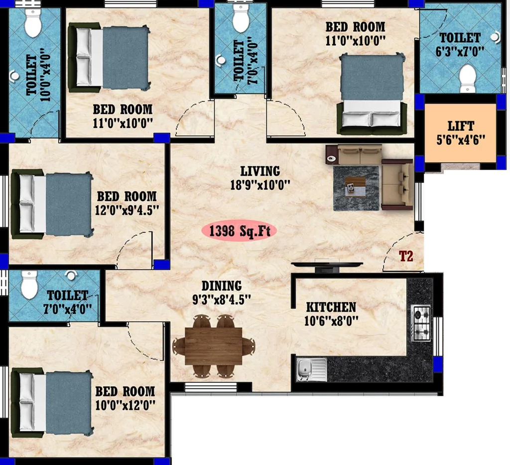 4 BHK Flat in Mithun Sky Garden in Medavakkam, Chennai - Image 918450