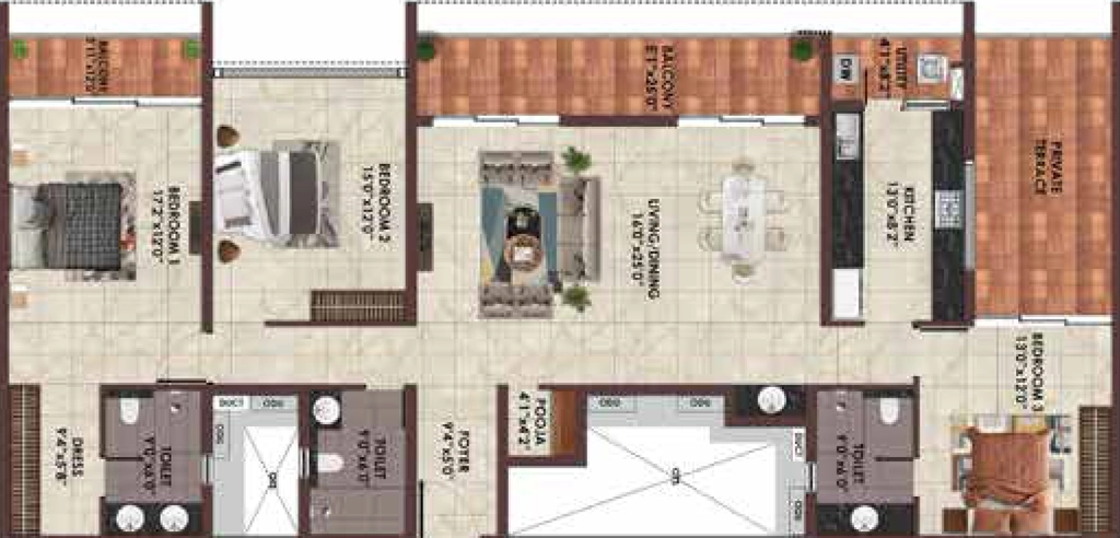 3 BHK Flat in Casagrand Highline in Avinashi Main Road, Coimbatore - Image 918457