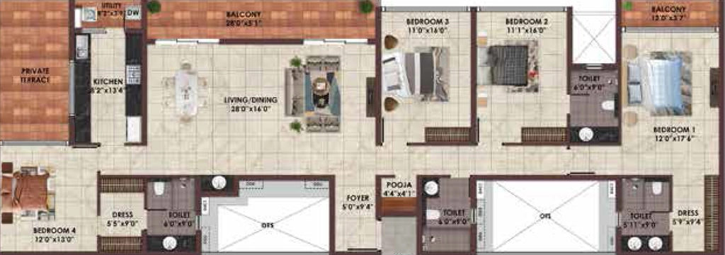 4 BHK Flat in Casagrand Highline in Avinashi Main Road, Coimbatore - Image 918459