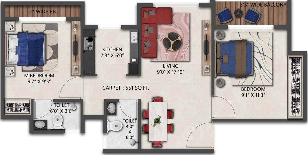 2 BHK Flat in The Green Sapphirre in Kalyan West, Thane - Image 918464