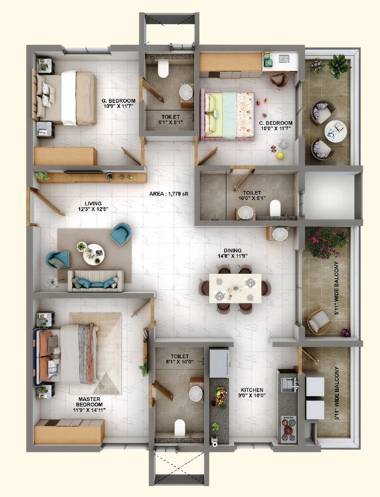3 BHK Flat in Candeur Eternia in Bachupally, Hyderabad - Image 918470