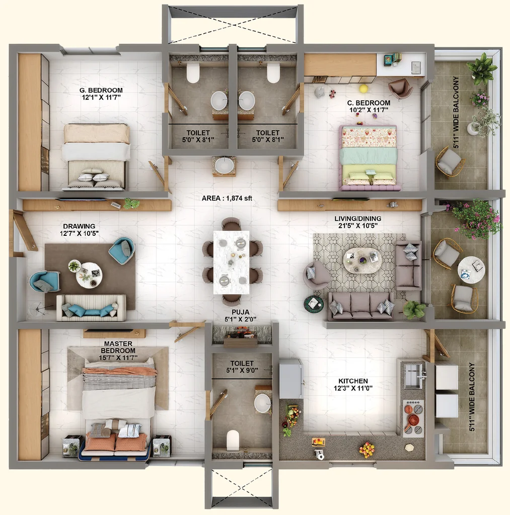 3 BHK Flat in Candeur Eternia in Bachupally, Hyderabad - Image 918471