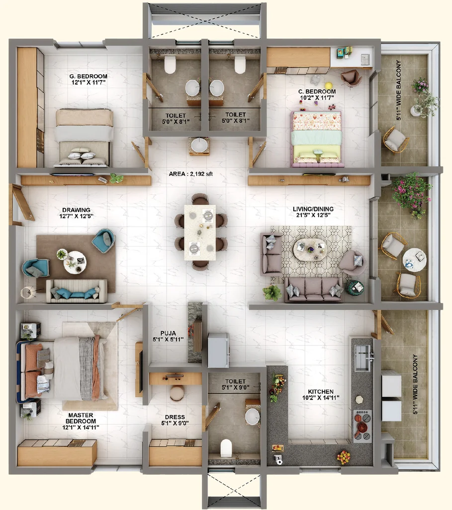 3 BHK Flat in Candeur Eternia in Bachupally, Hyderabad - Image 918473