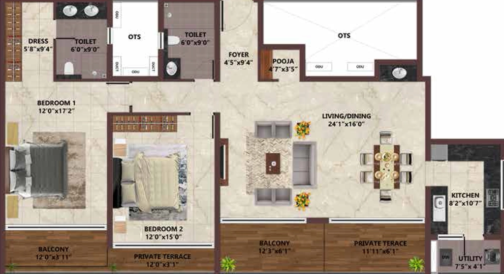 2 BHK Flat in Casagrand Colosseum in Avarampalayam, Coimbatore - Image 918555