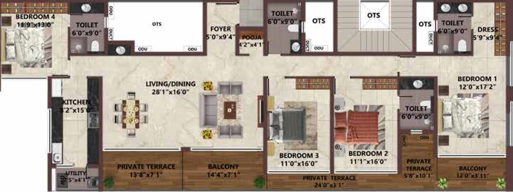 4 BHK Flat in Casagrand Colosseum in Avarampalayam, Coimbatore - Image 918557