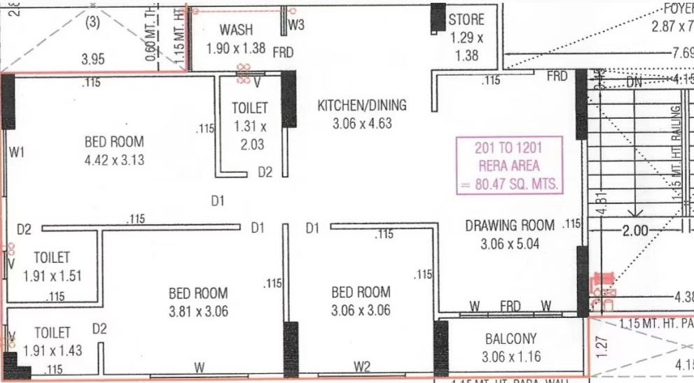 3 BHK Flat in Fortune 94 in Nava Vadaj, Ahmedabad - Image 918559