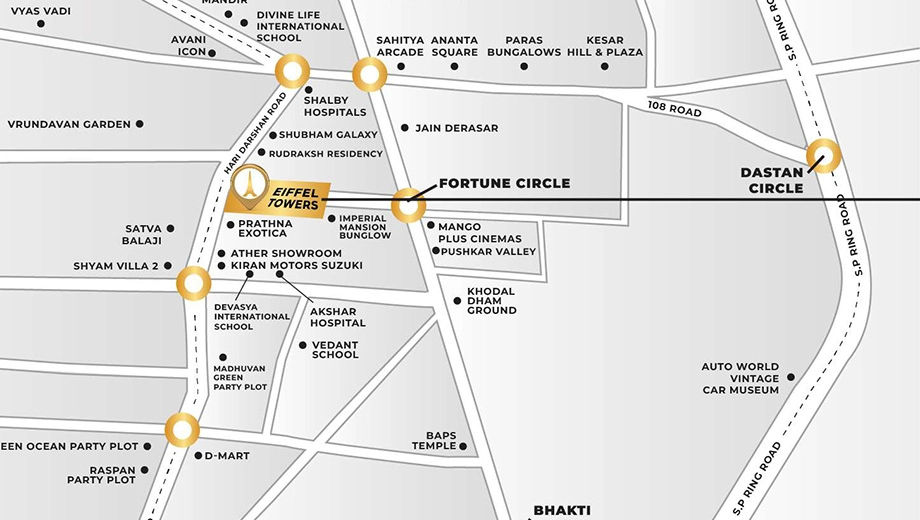 Location of Commercial Mahadev Eiffel Towers in Nikol, Ahmedabad - Image 404431